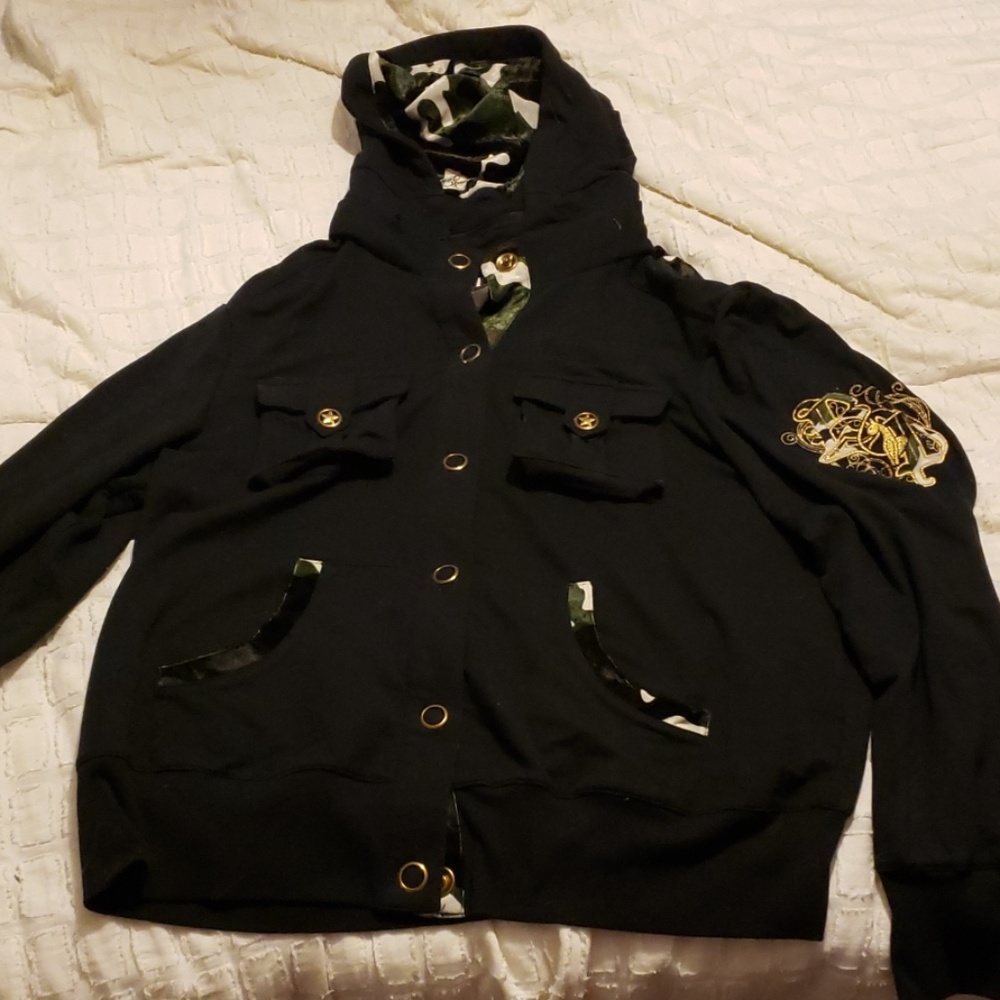 Baby Phat Polyester Button Up Hoodie